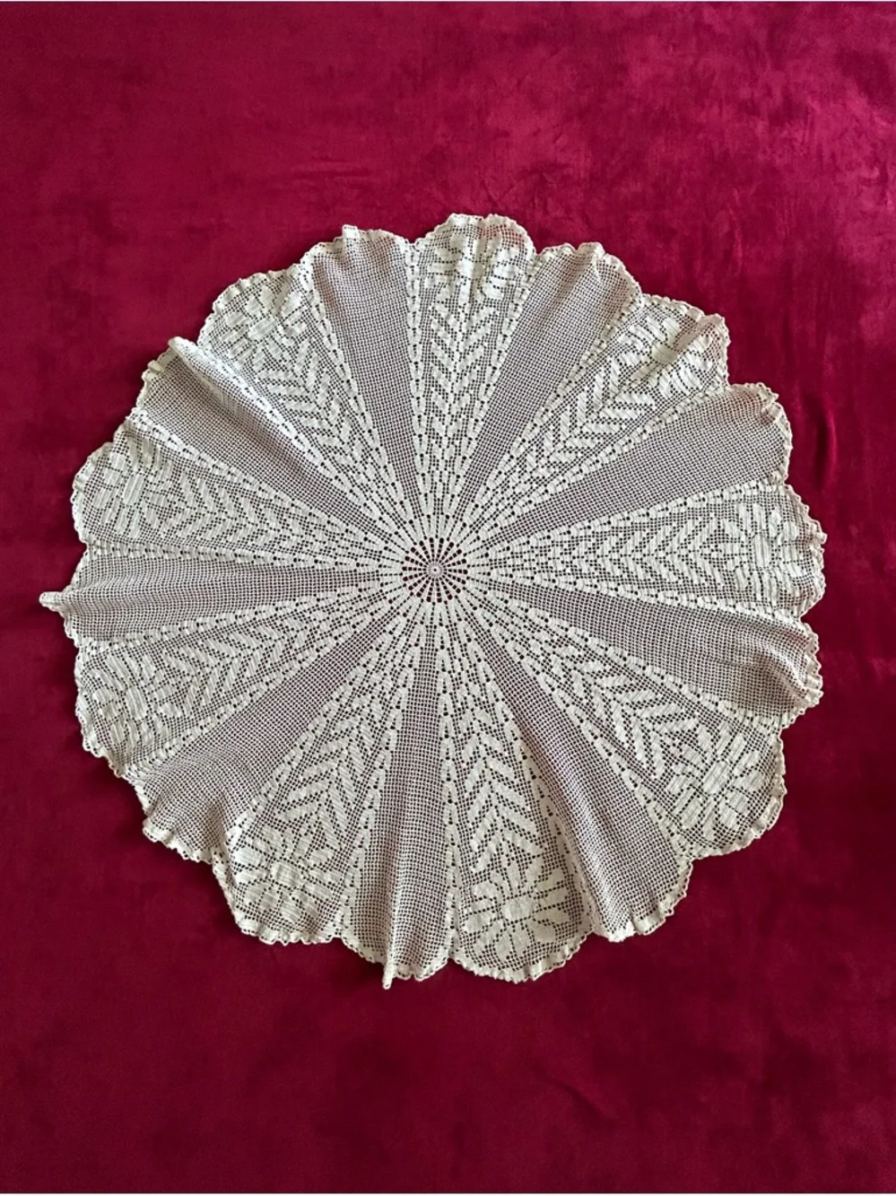 Vintage Crochet Round Tablecloth 34